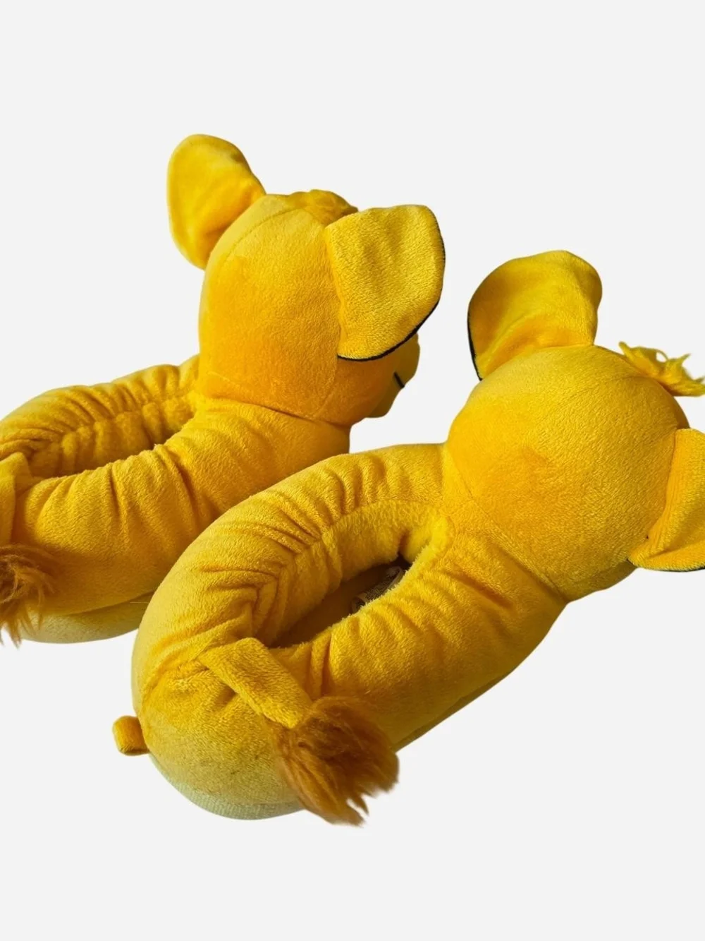 Disney Yellow Simba Plush Slippers with Black Ear Accents